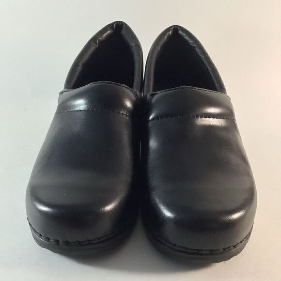 LL Bean women’s leather slip on shoes clogs black size 6 M 301252 - Picture 2 of 8